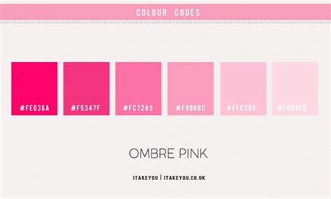 Ombre Pink Colour Scheme | Shades of pink gradient colour palette