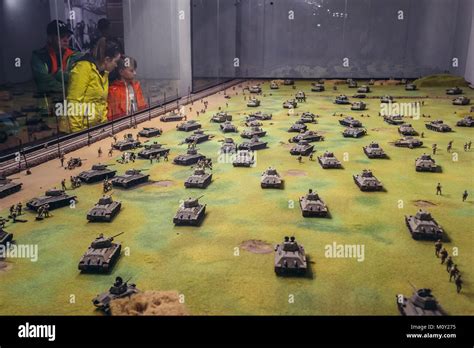 Model of Battle of Kursk - the largest World War II tank battle in museum of Mamerki bunker ...