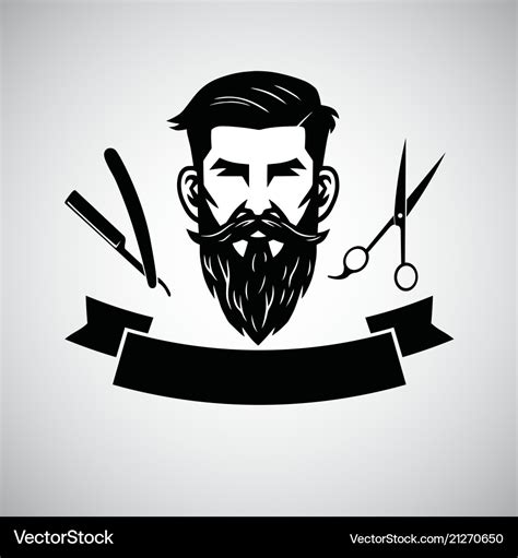 Barbershop logo template with hipster head Vector Image