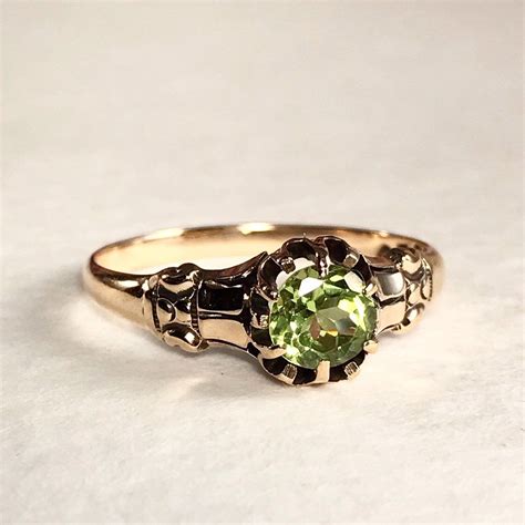 Antique Peridot Ring / 14K Gold Peridot Ring Size 7 | Etsy | Edwardian jewelry, Vintage fine ...