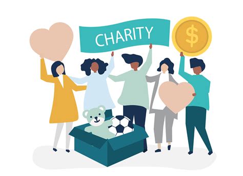 People volunteering and donating money and items to a charitable cause - Download Free Vectors ...