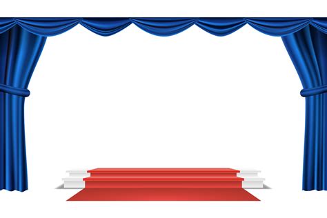 Podium Under Blue Theater Curtain Graphic by pikepicture · Creative Fabrica