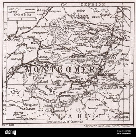 Map of Montgomeryshire (1913 Stock Photo - Alamy