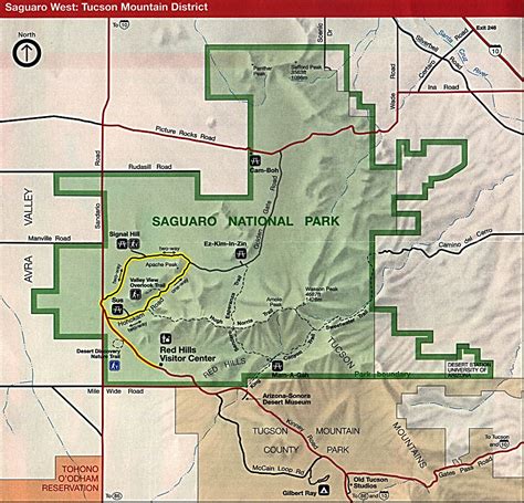 Western Saguaro National Park Map, Tucson Mountain District, Arizona, United States - Full size