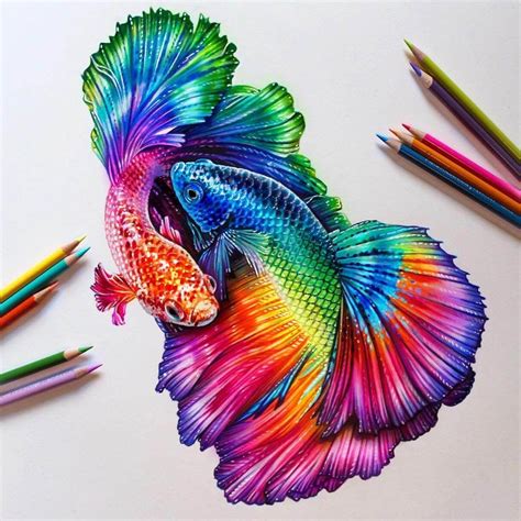 Glowing Colorful Drawings | Peces dibujos, Arte colorido, Cómo dibujar ...