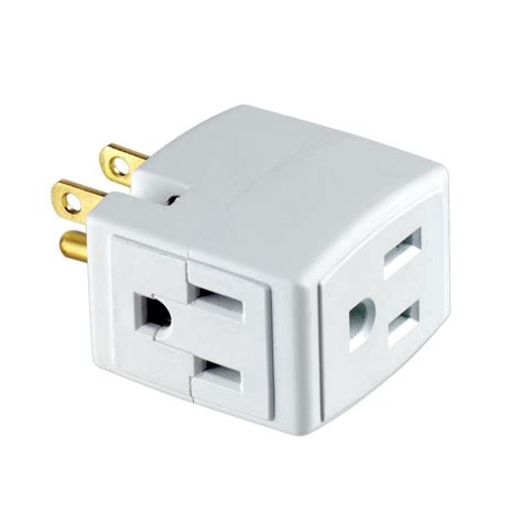 Leviton Grounded Triple Cube Outlet Adapter, White-R54-00692-00W - The Home Depot