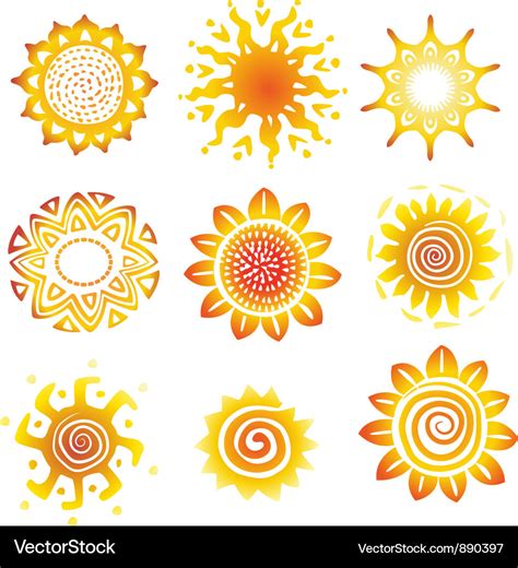 Sun symbols Royalty Free Vector Image - VectorStock