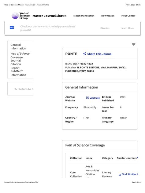 Web of Science Master Journal List - Journal Profile | PDF | Library Science | Science