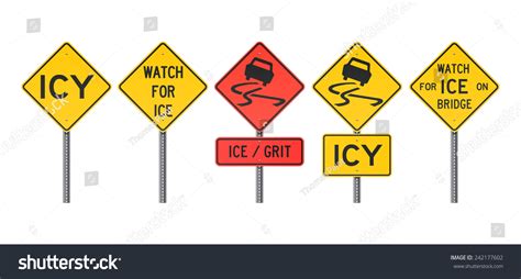 Icy Road Signs Stock Vector 242177602 - Shutterstock