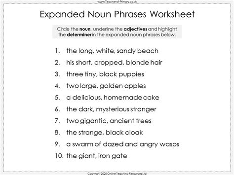 Expanded Noun Phrases - Year 4 | Teaching Resources