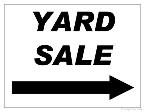 Free Printable Yard Sale Sign with Right Arrow