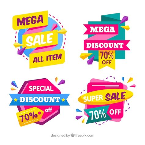 Free Vector | Set of sale labels with colorful shapes