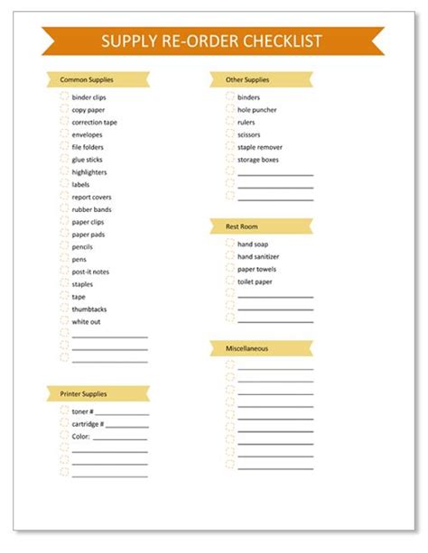 common office supply checklist printable | Printable Organization Lists | Pinterest | Office ...