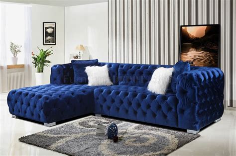 LCL-018 Sectional Sofa in Navy Blue Velvet