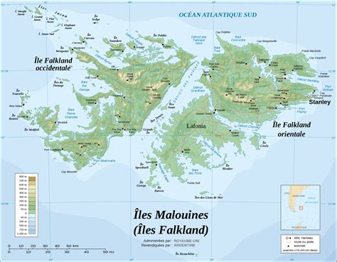 Falkland Islands - topographic • Map • PopulationData.net