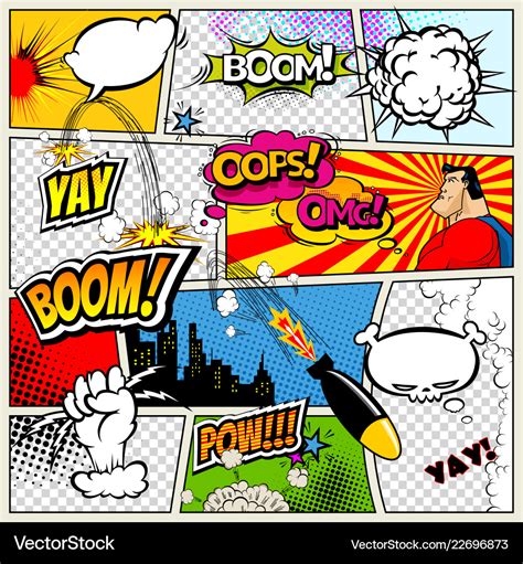 Comic book page divided by lines with speech Vector Image