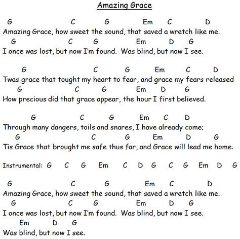 9 Best Images of Amazing Grace Chords To Words With Printable - Amazing ...