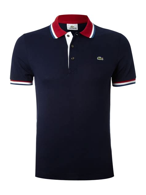 Lacoste Contrast Collar Polo Shirt in Blue for Men | Lyst