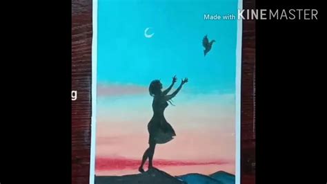 How to draw Easy sunset girl drawing/sunset drawing - YouTube