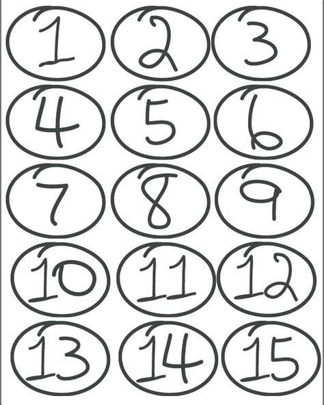 Hand-Drawn Number Icons (Numbers 1-15) | ezk12lessons.com