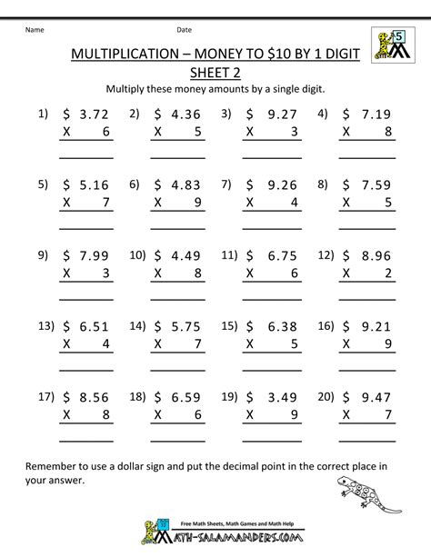 Long Multiplication Worksheets Printable