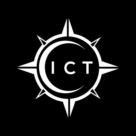 ICT abstract technology circle setting logo design on black background. ICT creative initials ...