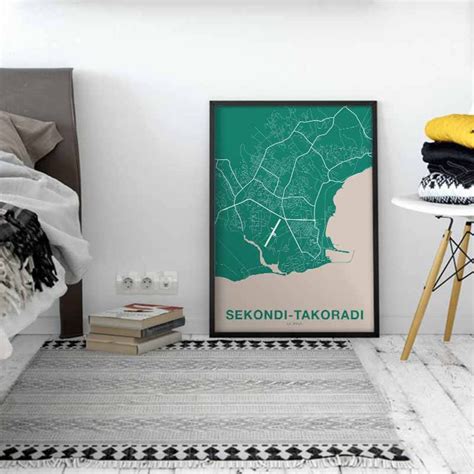 SEKONDI-TAKORADI Ghana Map Poster Color Hometown City Print | Etsy