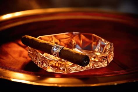 Premium AI Image | Closeup of a lit cigar on an ashtray created with generative ai