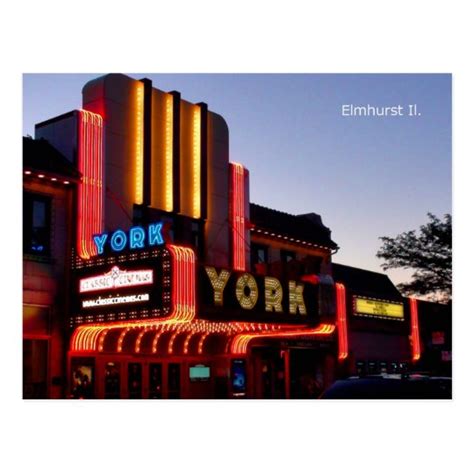 York Theater Marquee, Restored Gem In Elmhurst Il. Postcard | Zazzle.com