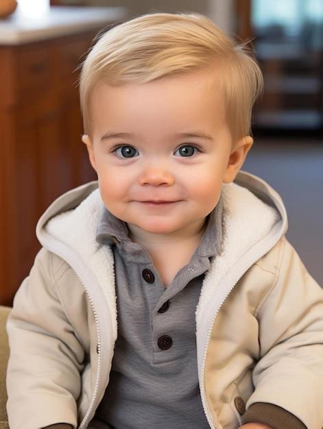 Premium AI Image | Portrait photo of canadian toddler male straight hair smiling