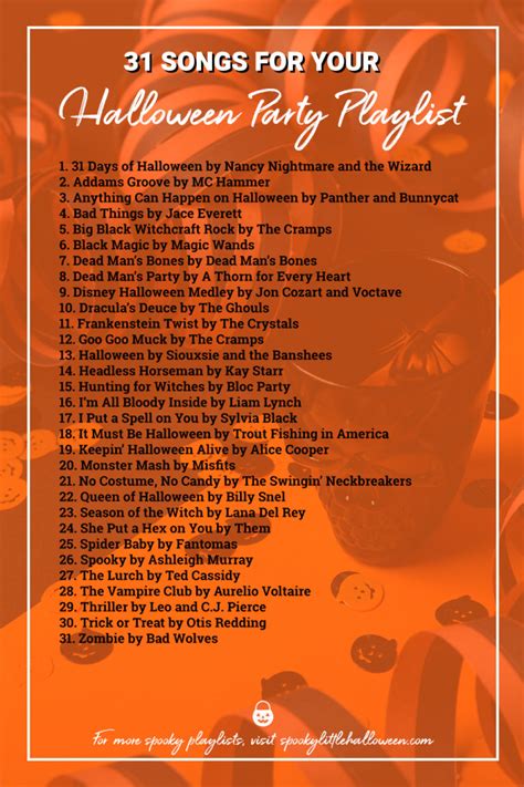 31 Songs For Your Halloween Party Playlist - Spooky Little Halloween Fall Playlist, Halloween ...