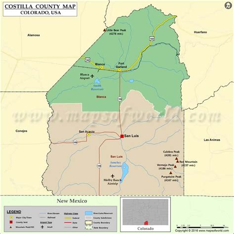 Costilla County Map, Colorado | Map of Costilla County, CO