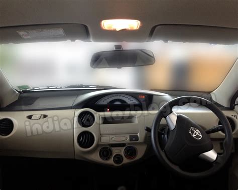 A closer look at the beige interior on the Toyota Etios Liva