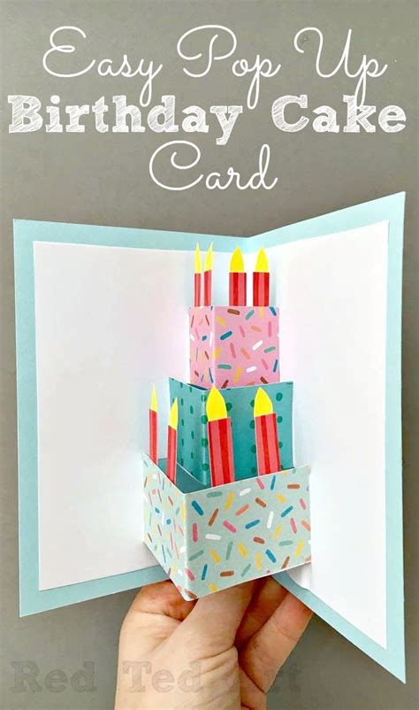 Easy Pop Up Birthday Card DIY - Red Ted Art - Kids Crafts