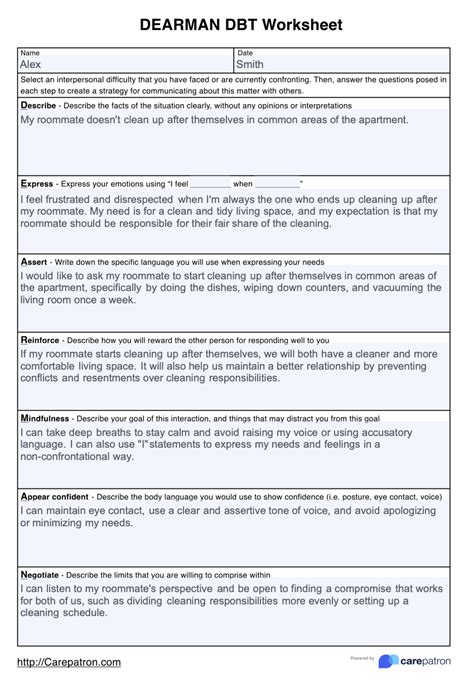 Dearman DBT Worksheets & Example | Free PDF Download