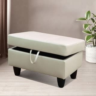 White Faux Leather Living Room Sofa Ottoman - Bed Bath & Beyond - 39036627