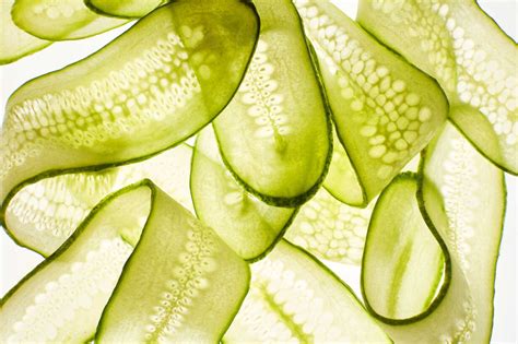 Thin cucumber slices stock photo