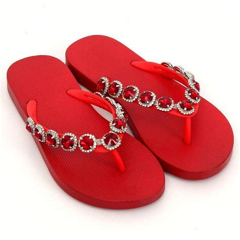 Elegant flip-flops with JH69 Red stones | Designer flip flops, Flip flops, Womens slippers