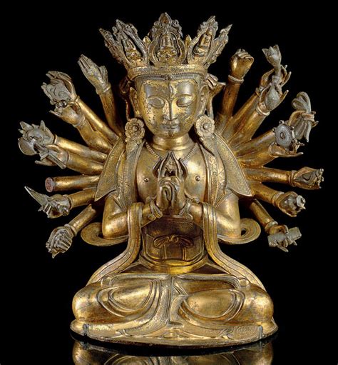 A rare and unusual gilt-bronze tantric figure of Avalokitesvara, Ming dynasty, 16th-17th century ...