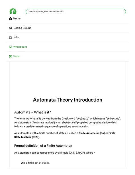 Theory of automata or theory of computation a quick guide pdf made from tutorialspoint website ...