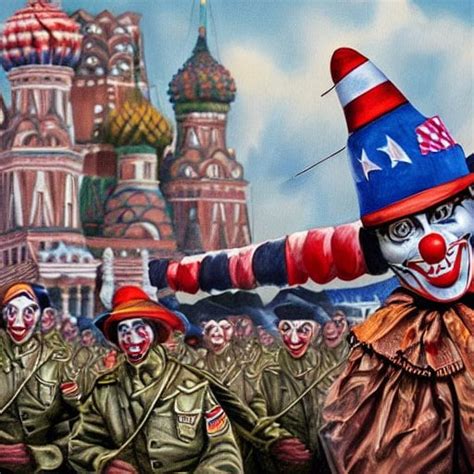 An army of circus clowns invading Moscow, Russia in 2022 : r/StableDiffusion