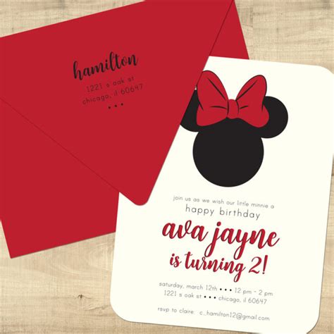 Minnie Mouse Birthday Invitations - customizable by Pixie