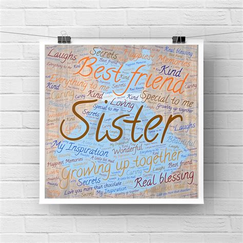 Sister Word Art Printable, Wall Art Sister Gift, Sister Word Cloud ...