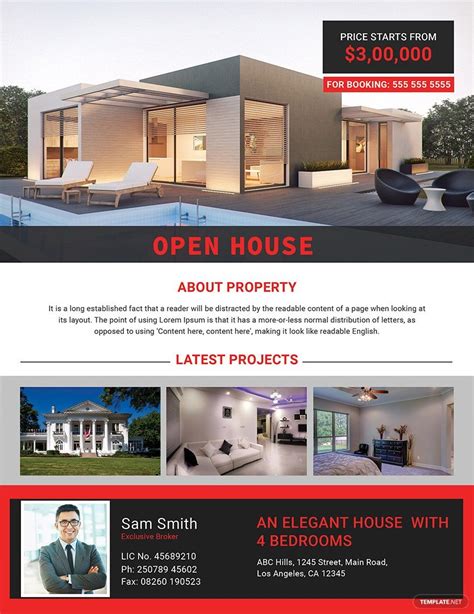 Elegant Open House Flyer Template in Word, Publisher, Pages, PSD ...