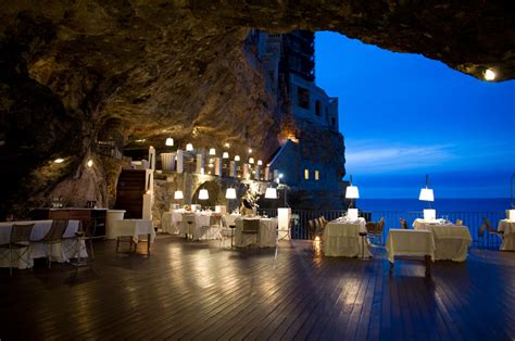 Magnificent Restaurant Built Into A Cave In A Cliff On The Italian Coast