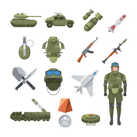 Premium Vector | Icon set of police and army. Military illustrations of soldiers, and different ...