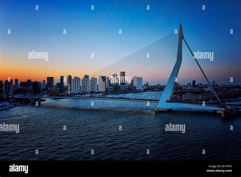 Night view of Erasmus Bridge in Rotterdam Stock Photo - Alamy