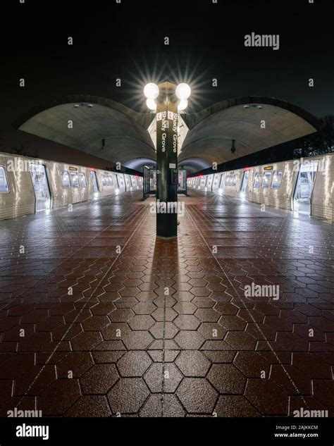 Shady Grove metro station on a rainy night Stock Photo - Alamy