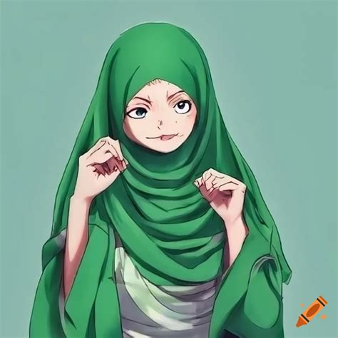 Girl wearing green hijab from one piece anime on Craiyon