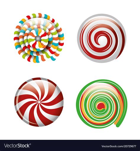 Set lollipop spiral different color design Vector Image